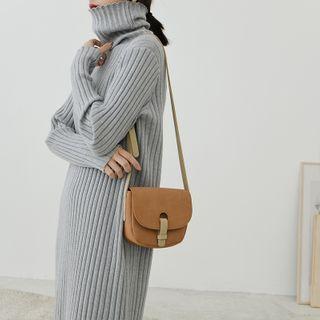 Turtleneck Maxi Sheath Ribbed Sweater Dress