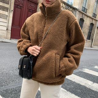 High-neck Dumble Bomber Jacket Brown - One Size