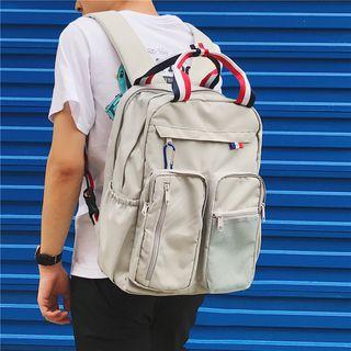 Multi-pocket Square Canvas Backpack