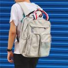Multi-pocket Square Canvas Backpack