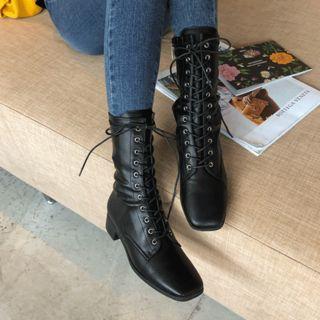 Square-toe Mid-calf Military Boots