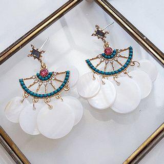 Scallop Disc & Fan Dangle Earring As Shown In Figure - One Size