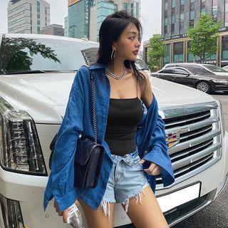Plain Loose-fit Sheer Shirt
