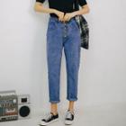 Buttoned Roll Up Hem Jeans