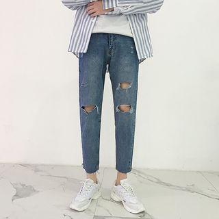 Ripped Cropped Slim-fit Jeans
