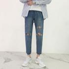 Ripped Cropped Slim-fit Jeans