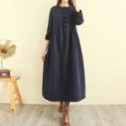 Fleece-lined Long-sleeve Midi A-line Dress