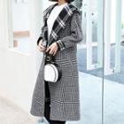 Hooded Plaid Open Front Coat