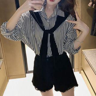 Set: Striped Shirt + Shawl
