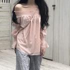 Off Shoulder Blouse / Floral Print Pants