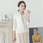 Collarless Fuax-pearl Buttoned Jacket