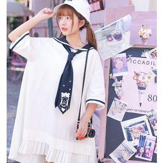 Tie-neck Peter Pan Collar Dress