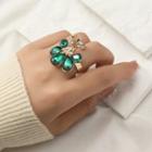 Peacock Rhinestone Alloy Open Ring Green - One Size