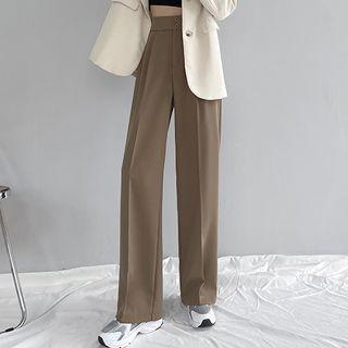 High-waist Draped Loose Fit Straight Leg Pants (various Designs )