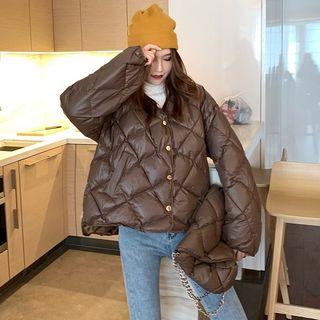 Argyle Padded Coat With Shoulder Bag