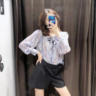 Printed Tie Neck Blouse