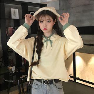 Strap Hooded Sweatshirt Jacket Cropped Long-sleeve Top