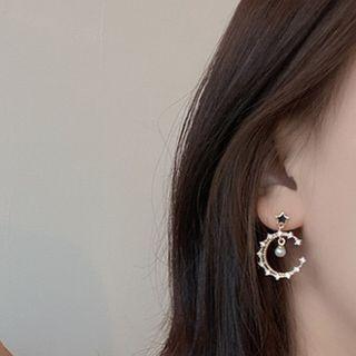 Rhinestone Star Drop Earring 1 Pair - White - One Size