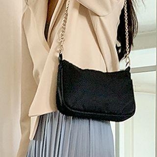 Chained Fabric Shoulder Bag