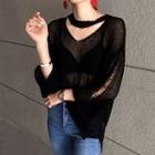 Rip 3/4-sleeve Knit Top