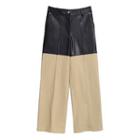 Two-tone Straight Leg Pants Black & Almond - One Size