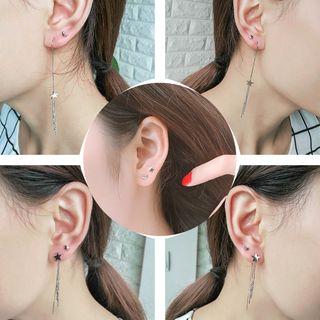 Star Threader Earring / Moon Stud Earring