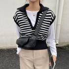 Collared Stripe Knit Vest