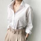 Long-sleeve Plain Cotton Shirt