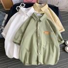 Short-sleeve Flower Applique Shirt