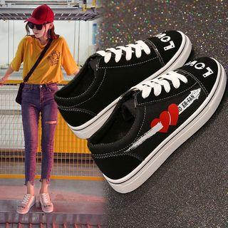 Letter Heart Print Sneakers