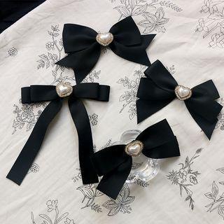 Rhinestone Heart Bow Hair Clip / Hair Tie / Brooch