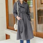Belted Raglan Double-breasted Trench Coat