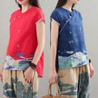 Cap-sleeve Embroidered Top