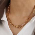 Rhinestone Alloy Necklace 1 Pr - Gold - One Size