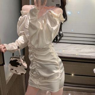 Cold-shoulder Ruched Dress