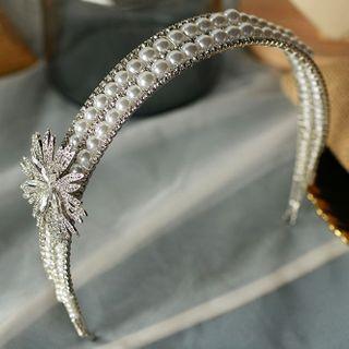 Faux Pearl Wedding Headpiece White - One Size