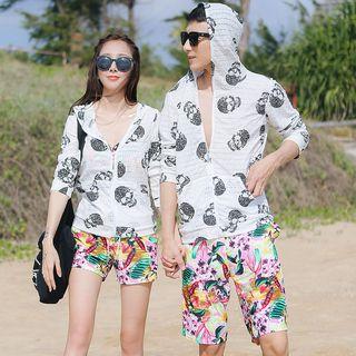 Skull Print Couple Hoodie
