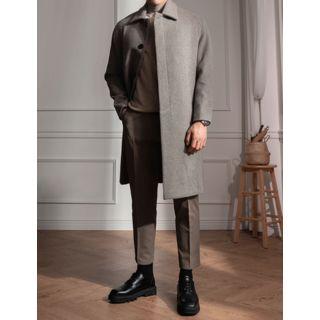Hidden-button Cashmere Blend Mac Coat