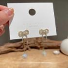 Bow Faux Pearl Dangle Earring 1 Pair - White Faux Pearl - Gold - One Size