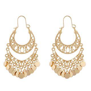 Alloy Fringed Earring 1 Pair - 9199 - Gold - One Size
