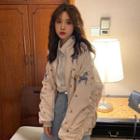 Printed Crinkled Zip Jacket