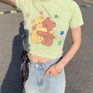 Short-sleeve Bear Print T-shirt (various Designs)