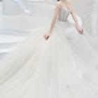 Spaghetti-strap Embroidered Mesh Wedding Gown