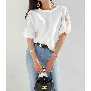 Beaded Lace-sleeve Top