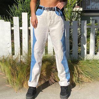 Two-tone Straight Leg Jeans