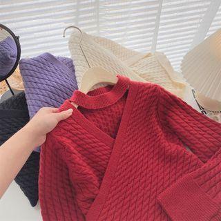 Long-sleeve V-neck Knit Vest
