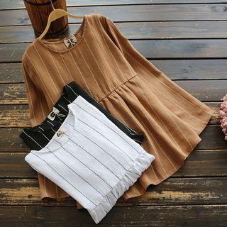 Long-sleeve Striped Peplum Top