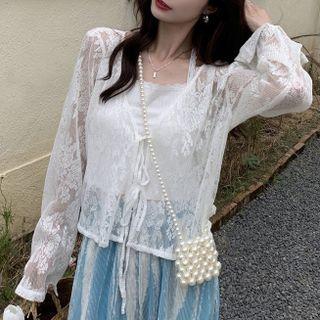Lace Cardigan Cardigan - White - One Size