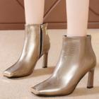 High-heel Square-toe Short Boots