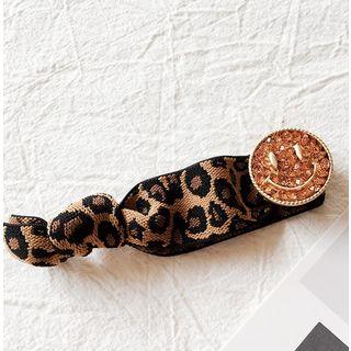 Smiley Face Leopard Print Hair Tie